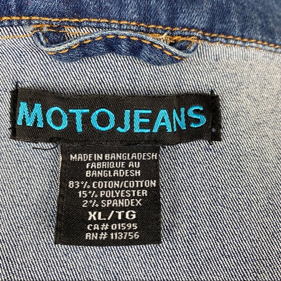 MOTOJEANS Sleeveless Button Down Jean Jacket Size XL - Picture 7 of 8